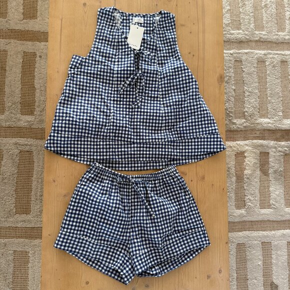 NWT Piyama Lounge Set in Gingham Blue. Size small - Picture 6 of 14
